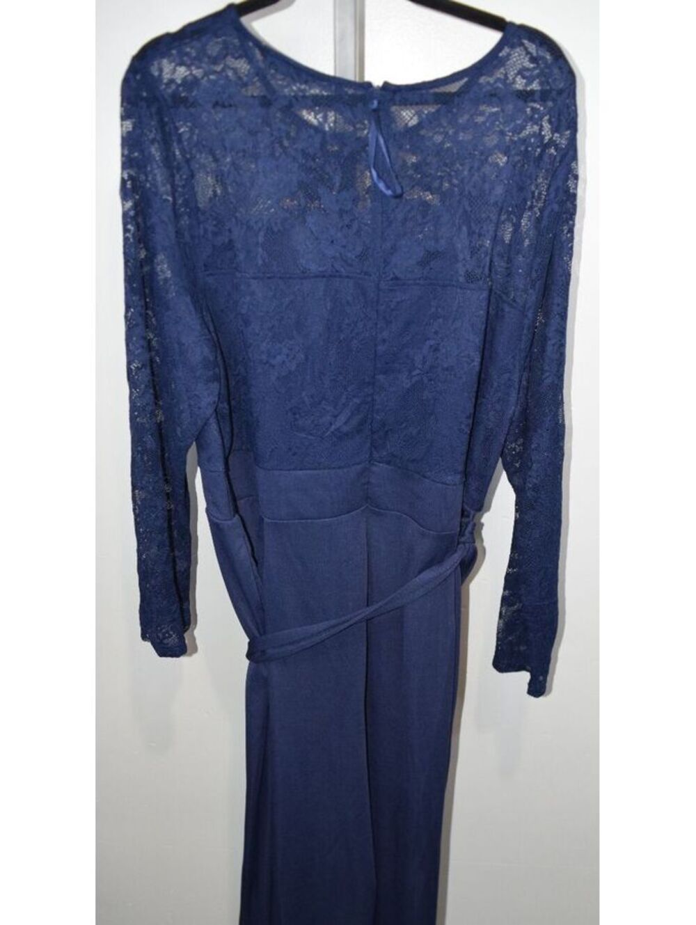 NWT BloomChic Womens Plus Size 22-24 Navy Blue Lace Maxi Dress Belted Boho Style
